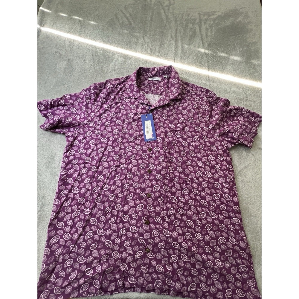 Caribbean Mens Shirt 2XT Purple Seashell Print Hawaiian Big Tall NWT